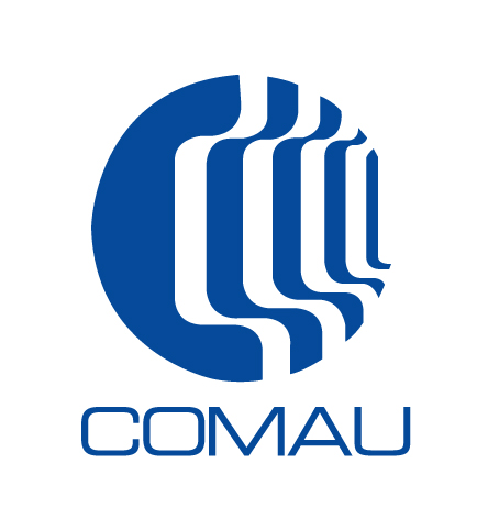 Comau logo in blue with white background